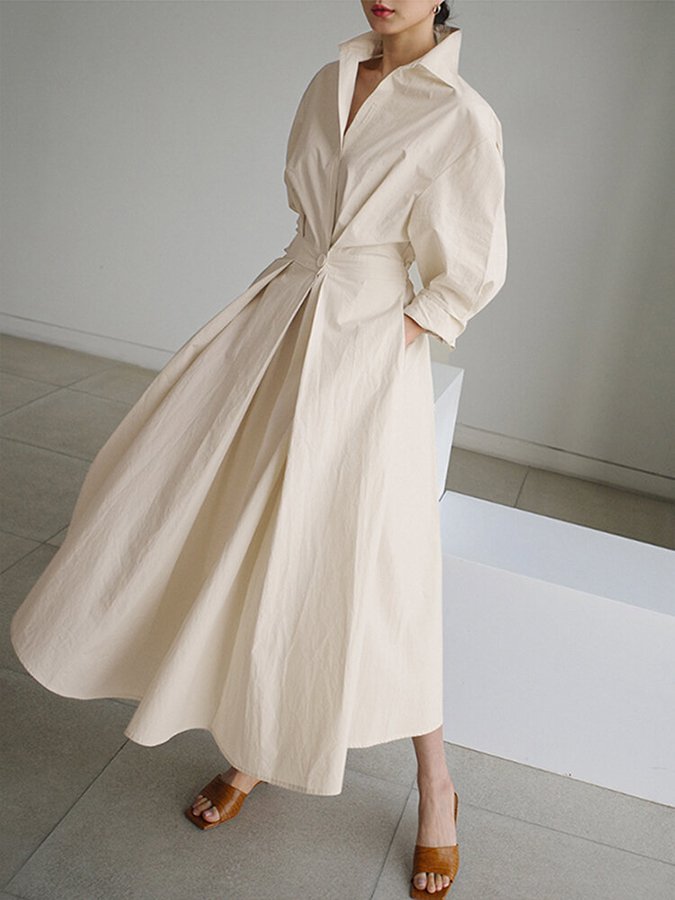 Taliah™ Polo Collar Long Sleeve Dress