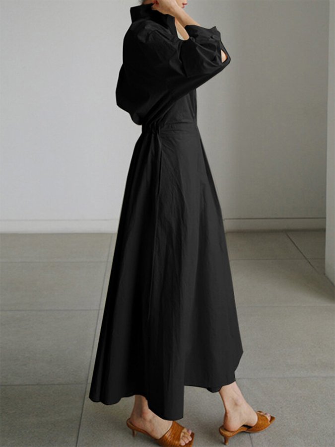 Taliah™ Polo Collar Long Sleeve Dress