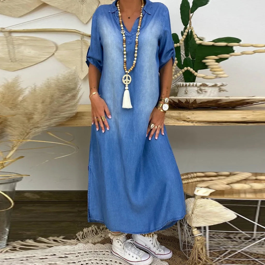 Holly™ | Long Denim-Style Dress