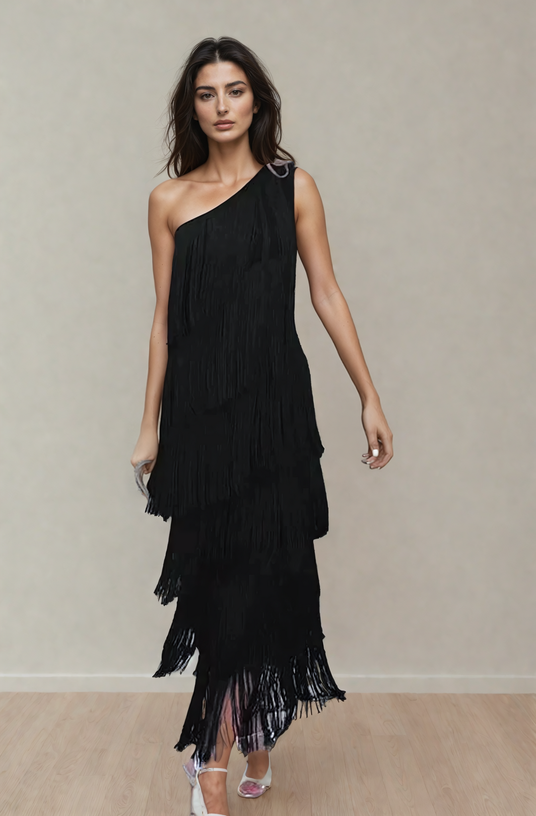 Faryne™ Midnight Elegance Fringe Dress