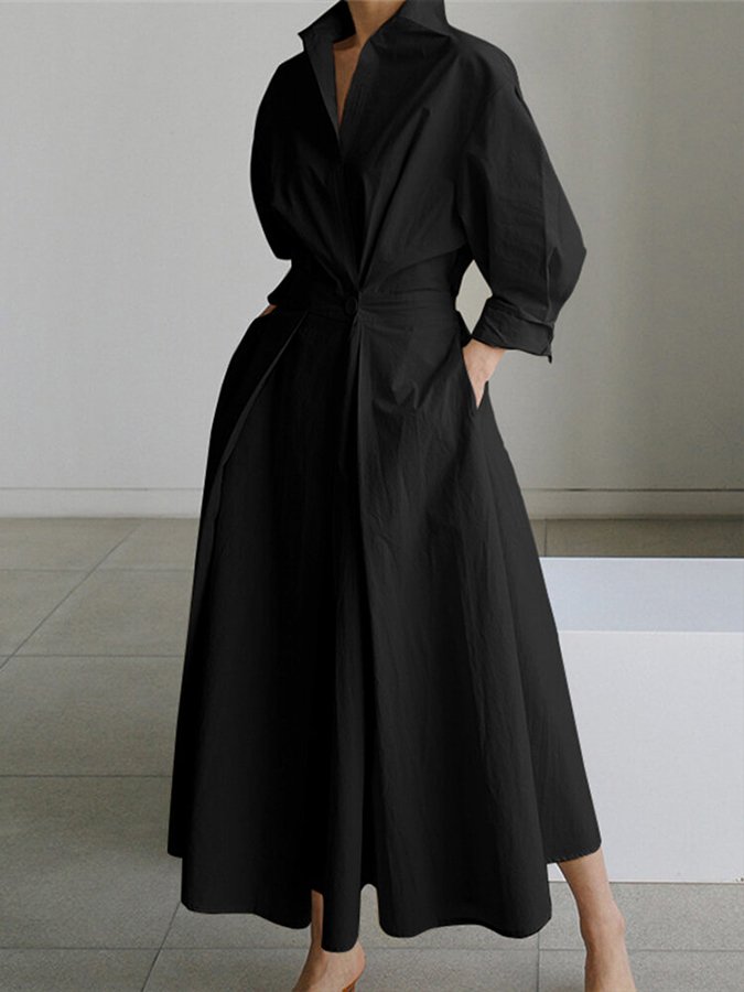 Taliah™ Polo Collar Long Sleeve Dress 