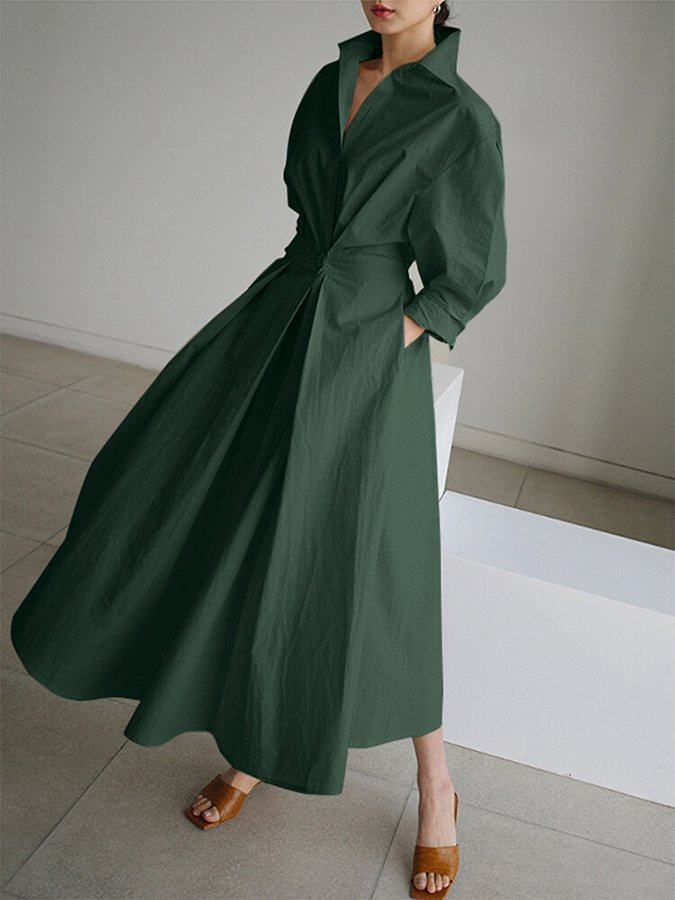 Taliah™ Polo Collar Long Sleeve Dress 