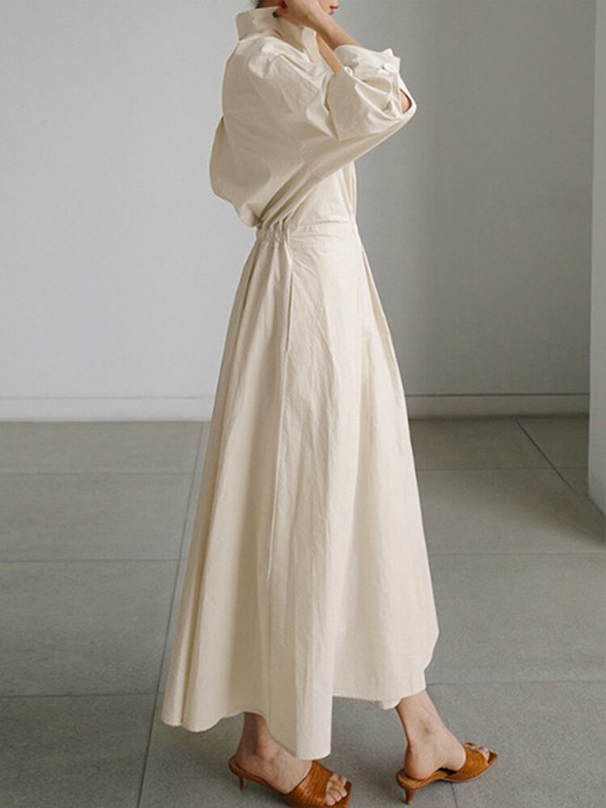 Taliah™ Polo Collar Long Sleeve Dress 