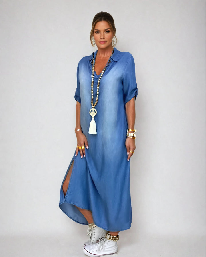 Holly™ | Long Denim-Style Dress