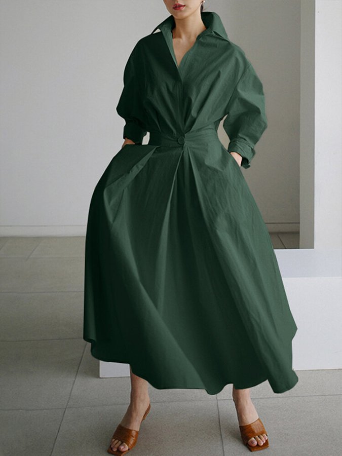 Taliah™ Polo Collar Long Sleeve Dress 