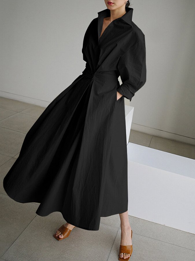 Taliah™ Polo Collar Long Sleeve Dress 