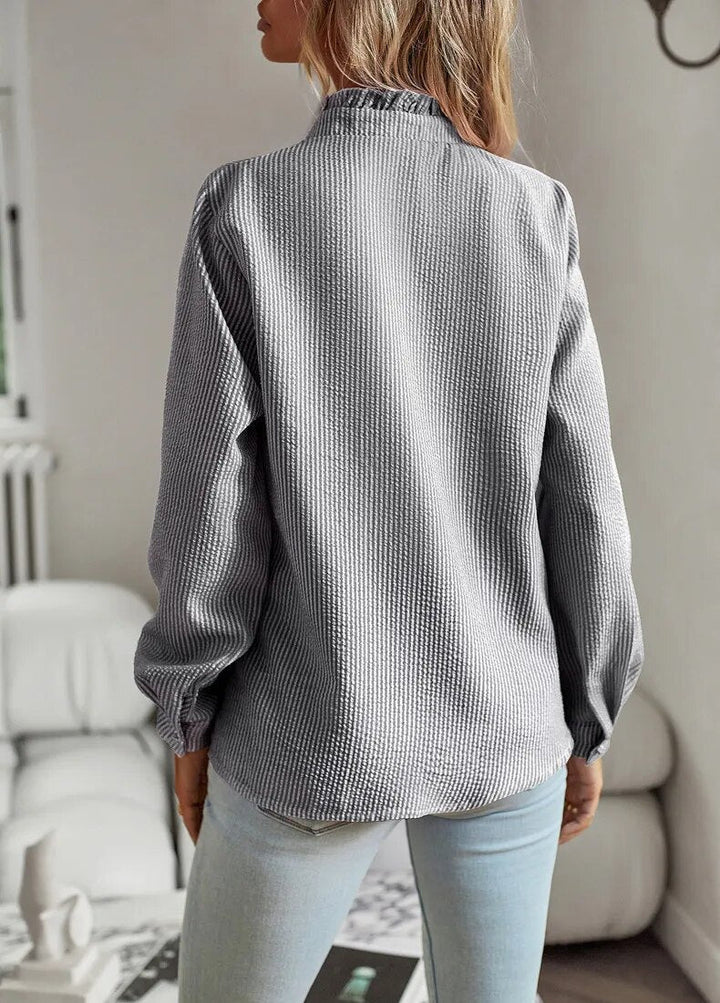 Junia™ Flip Collar Button Long Sleeved Blouse