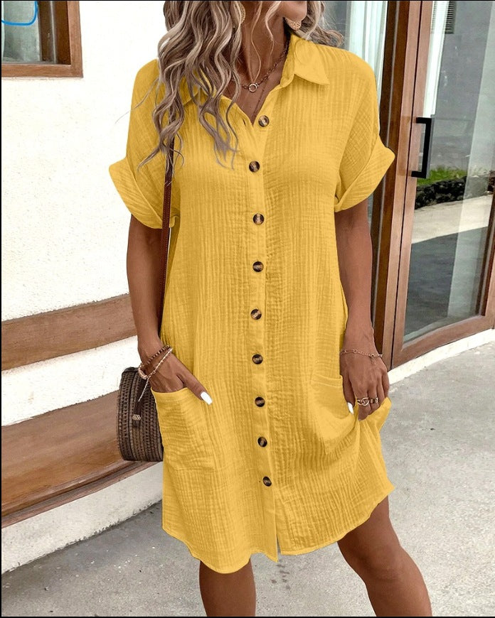 Yvonna™ Short Sleeve Collar Dress