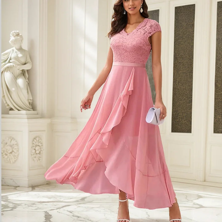Candace™ V Neck Ruffles Dress