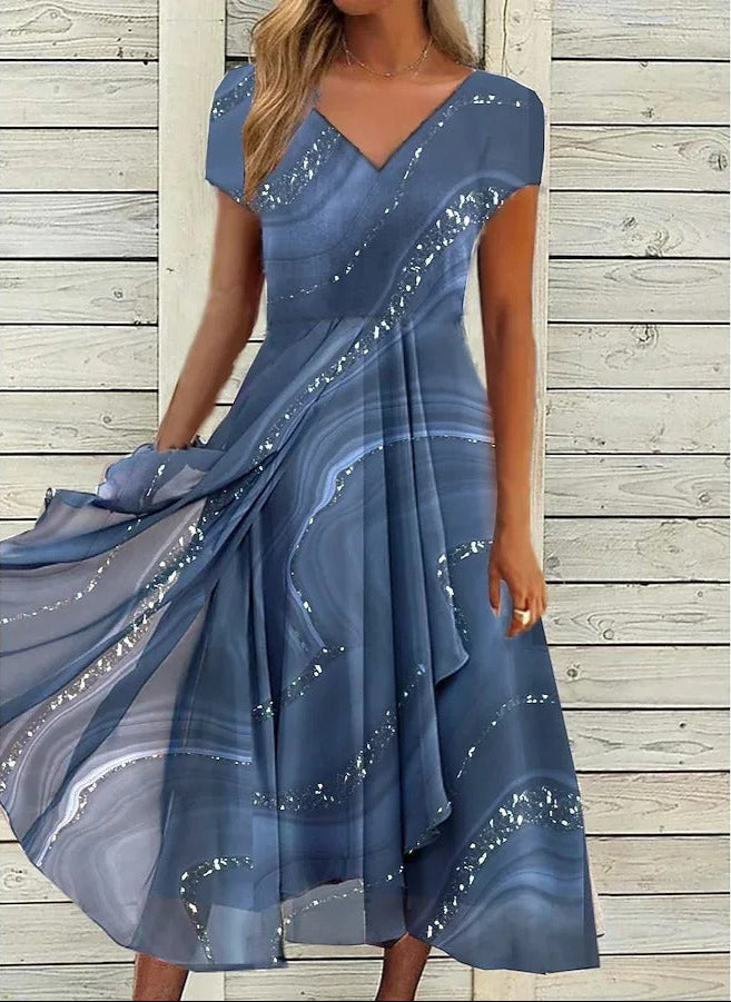 Imogen™ Sparkly Contrast Midi Dress