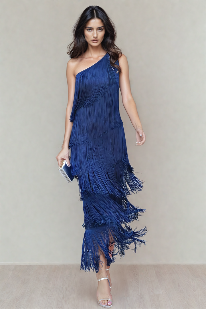 Faryne™ Midnight Elegance Fringe Dress