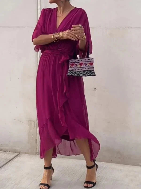 Halia™ Lace-Up Pleated Maxi Dress