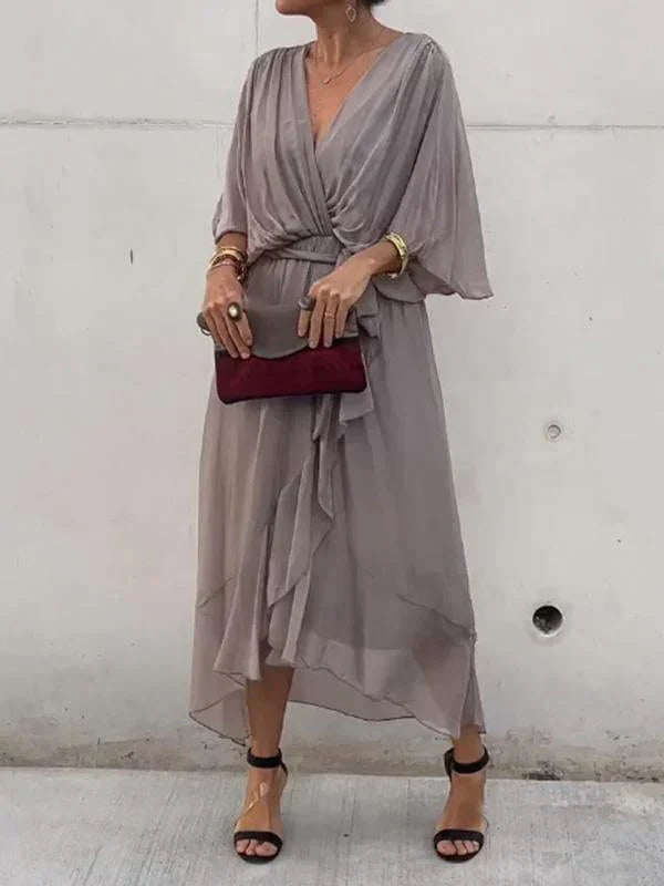 Halia™ Lace-Up Pleated Maxi Dress