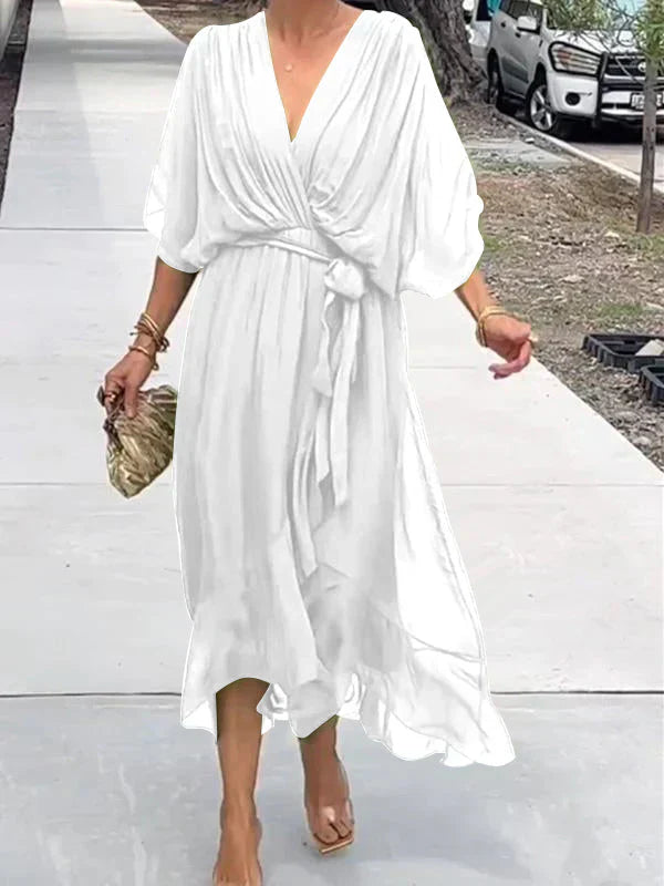 Halia™ Lace-Up Pleated Maxi Dress