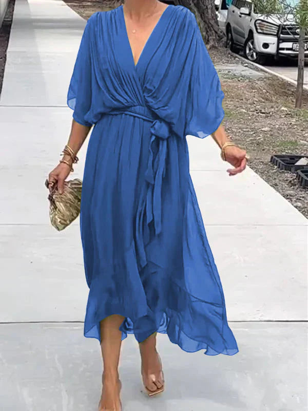 Halia™ Lace-Up Pleated Maxi Dress