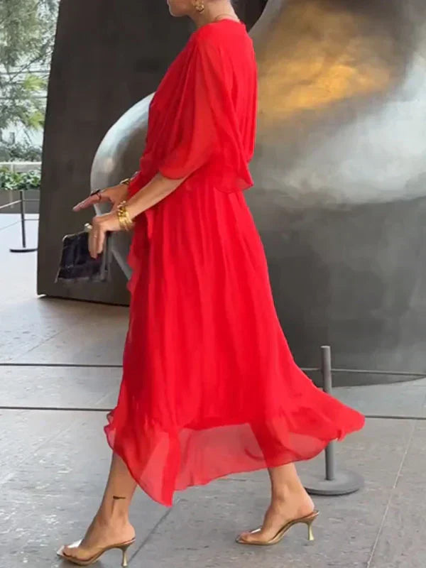 Halia™ Lace-Up Pleated Maxi Dress